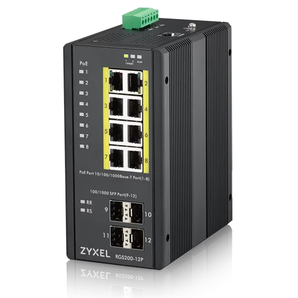 Промышленный L2 PoE+ коммутатор Zyxel RGS200-12P